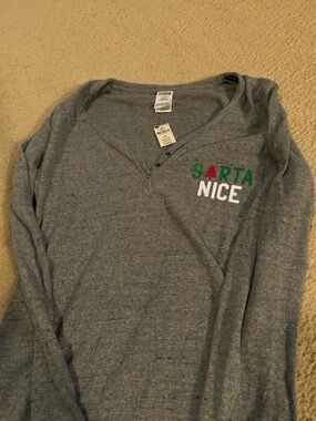Gray holiday vs PINK Long Sleeve Henley